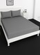Deep Fitted Bed Sheet +2Pcs Pillow Covers, King/Queen/Double/Single Sizes, Color Grey, Depth 30cm