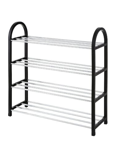 Dubai Gallery 4-Tier Shoe Organizer Rack Silver/Black