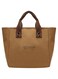 Canvas Tote Bag, Brown Handle, Casual Carry-All with Text Print, Khaki