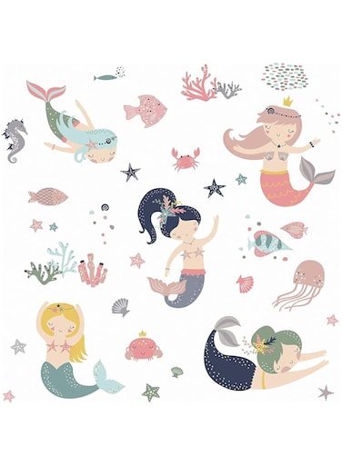 Roommates RMK4394SCS Sweet Pastel Mermaids Peel And Stick Wall Decals