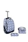 3-Piece Rolling School Set, 18-Inch Wheeled Backpack with Lunch Bag and Pencil Case, Pastel.WHITE BLUE DOT