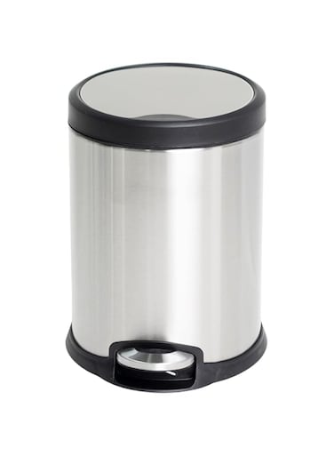 Orchid Stainless Steel Trash Bins, Recycle Bins, Round Step Waste Bin with Soft Close Lid, Durable Cantilever Foot Pedal Mechanism Steel Step Trash Can Wastebasket, Garbage Container Bin (5 Litre)