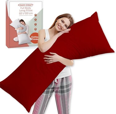CRAFT&Acirc;&reg; Full Body Long Pillow with Cotton Cover - Burgundy, 50 x 120 cm
