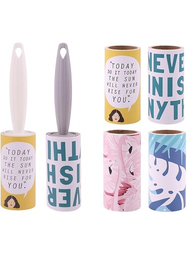 QUEENADA 2 Sets Lint Rollers for Pet Hair - Tough On Lint(2 Handles+8 Roller),Chlorine-Free Sticky Roller,Extra Sticky