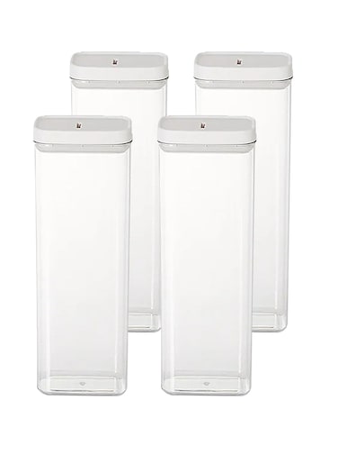 Transparent Sealed jars, Food-Grade Plastic Can Sealed Storage Box: Airtight Pantry Organizer 4 Pieces Set for Spices, Legumes, Rice, Cereals , Coffee. 1.8L