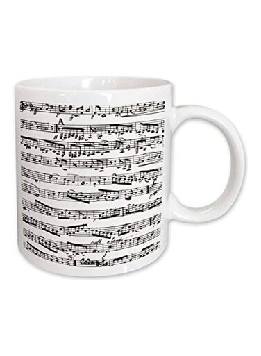 Musical Notes Printed Mug White/Black