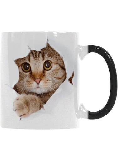 Your Wall Heat Changing Mug, Funny Cat Heat Changing Ceramic Coffee Mug, 12 Oz Heat Sensitive Color Changing Coffee Mug Cup by Spoil Your Wall