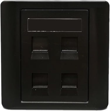 Black CAT5E CAT6 Network Wall Socket RJ45 LAN Faceplate Ethernet Wall Socket Faceplate Wall Plate for CAT6/CAT5E/CAT5 Network Cable DKURVE (4 PORT)