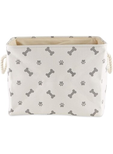 Bone Dry Paw and Bone Print, Polyester, Gray, Medium Rectangle