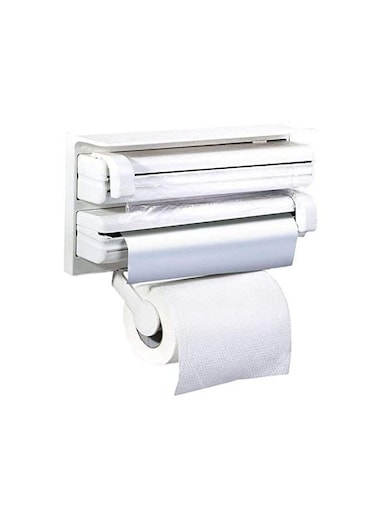 3 in 1 Kitchen Triple Paper Dispenser Holder For Paper Foil Cling Wrap and Paper Towels.