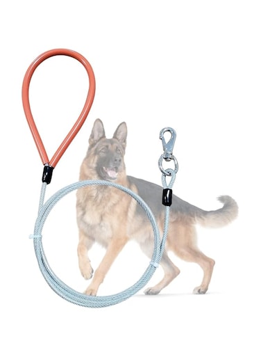 Heavy Duty Dog Leash, Chew Proof Metal Leash for Large Dogs (Up to 250lbs), 5ft WireRope Dog Leash with Soft Silicone Grip,Transparent