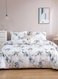 Home Queen Size 6 Piece Duvet Cover Set White with Blue Flowers Bedding Set without Filler