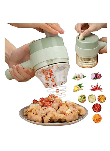 in 1 Handheld Electric Food Chopper Wireless Vegetable Cutter Set Vegetable Chopper and Meat grinder with USB Powered for Kitchen Cooking-1 Pack