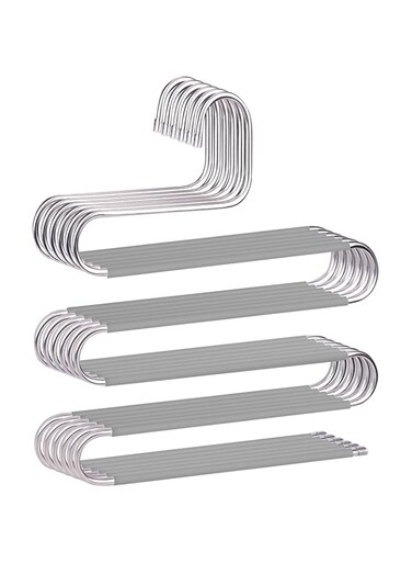 devesanter Pants Hangers Non Slip Space Saving Hangers 6 Pack S-Shape Trousers Hangers Stainless Steel Clothes Hangers Closet Organizer for Pants Jeans Scarf Trouser Tie Towel(6 Pack Grey)