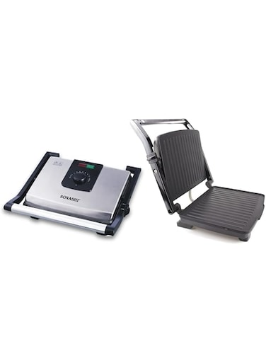 Sonashi 2000W Contact Grill SGT-854 &ndash; 4 Slice Press Grill &amp; Sandwich Maker with Dual Indicator, Temperature Control, Removable Drip Tray   Kitchen Appliance