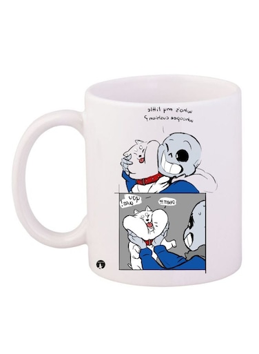 Cartoon Printed Coffee Mug White/Blue/Grey