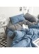 Duvet Cover Set Queen Size 4 Pcs, Include 1 Quilt Cover 200 x 230cm &amp; 2 Pillow Cases 48 x 74cm &amp; 1 Bedsheet 235 x 250cm, Super Soft Quality Cotton Bedding Set, NO Comforter - Blue Grey