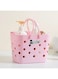 Shower Caddy Basket Tote, Portable Cleaning Caddy Storage Organizer Toiletries Basket for Household, Dorm Bathroom Small Plastic Storage (Pink)