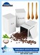 3 Pack Coffee Tea Sugar Container Set White Iron Square Kitchen Canister Set with 3 Bamboo Spoon and Name Marker Sugar Organizer 3PCS Kitchen Storage Jars, Tea Storage Box, Coffee Storage Jars