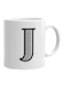 Alphabet J Printed Ceramic Coffee Mug White/Black