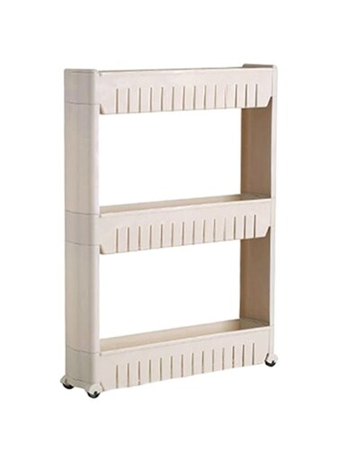Dubai Gallery 3-Tier Portable Trolley Storage Rack Organizer Beige