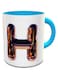 imPRESS White &amp; Blue Ceramic Coffee Mug With Night Chrome Letter H