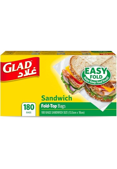 Glad Sandwich Fold Top Bags Size 13.5cm x 16cm 180pcs