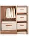WEKOTEE 2 Pack Storage Bin with Lid Storage Boxes with PU Leather Handles PP Plastic Board Decorative Foldable Lidded Cotton Linen Fabric Home Cubes Baskets Closet Organizer Container (65-01M)