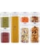 Elthur (Ship from UAE) Airtight Food Storage Container set with Sticker labels, 7 Piece set Kitchen Leak Proof BPA Free Plastic Durable Containers with Stickers and Marker, white (Set of 7)