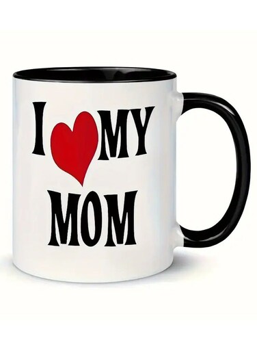 I Love My Mom" 11oz Ceramic Coffee Mug - Perfect Mother's Day &amp; Birthday Gift, Ideal for New Moms, Pregnancy Essentials, Home Decor