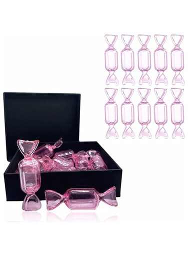 SYOSI Mini Jewelry Organizer, 10pcs Pink Candy Shaped Jewelry Box Ring Organizer with Lid, Plastic Candy Container Lovely Display Case DIY Jewelry Accessories for Wedding Party Travel Containers