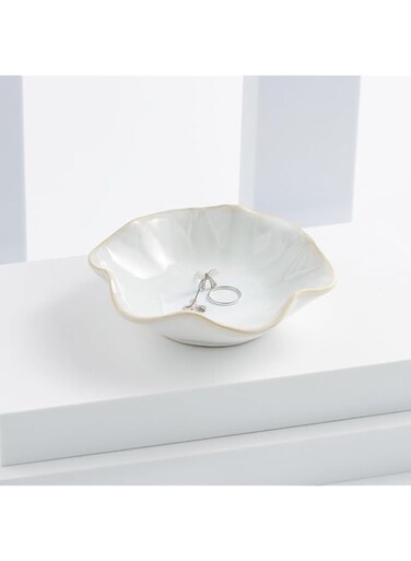 Khazna Jewelry Dish Tray 1Pcs Ceramic Trinket Tray for Rings, Keys and Decor - Elegant Gift for Friends, Sisters, Daughter, Mother, Milky White