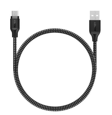 GIZMO Braided USB-A to Micro USB Cable, 1.2M Length, 2.4A Fast Charging, Durable &amp; Tangle-Free Design, High-Quality Build for Reliable Performance, Black
