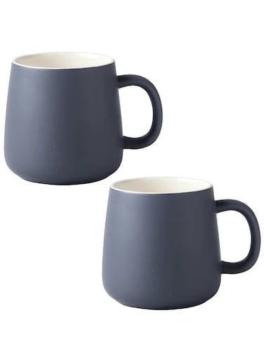 Coffee Mug Set for 2,Ceramic Coffee Cups With Big Handle 400ml/14 Oz Drink Cup for Latte/Cappuccino/Cocoa/Tea/Milk(Grey)