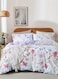 Home King size bedding set featuring a beautiful floral design in purple and pink, consisting of six pieces.