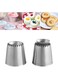 Suuker Large Piping Tips Set, Sultan Ring Baking Mold Icing Nozzle Stainless Steel Icing Piping Nozzles Cake Decorating Supplies for Kitchen Gift(2 Pieces, Silver)