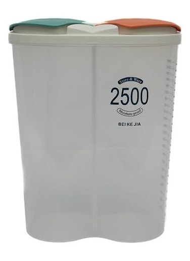 Clear Airtight Cereal Storage Food Container With Lids For Sesame Flour Dry Food 2500Ml - B 18x18x30 Cm Multicolour
