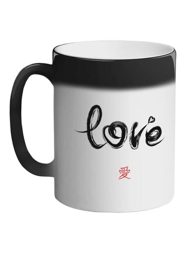 Love Printed Colour Changing Coffee Mug Black 11ounce