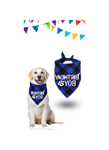Sweet seven Dog Birthday Bandana Set - Adjustable Triangle Scarf and Cute Hat for Small, Medium, and Large Dogs