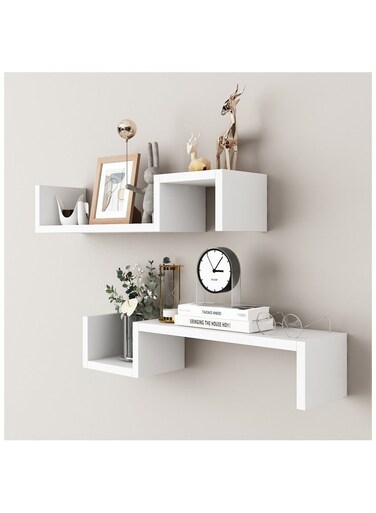 White TWO-Layer Floating Shelves, Decorative Wall Shelves, Bathroom Hanging Set, Kitchen Living Room/Kitchen/Bedroom Storage