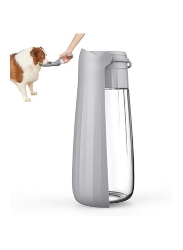 X spring Dog Water Bottle, Leak Proof Pet Water Bottles for Puppy Large Dogs, Portable Dispenser Foldable Dog Travel Water Bottle, Pet Water Bottles for Dog Walking Outdoor Hiking (Grey, M)