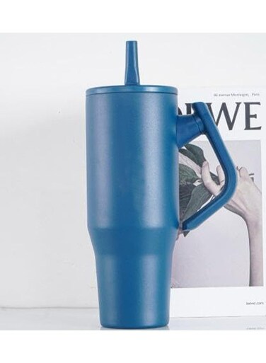 oz Tumbler with Handle and Straw - Leak Proof, Double Wall Vacuum Insulated Tumbler with 180&Acirc;&deg; Rotatable Handle - Stainless Steel Coffee Tumbler for Hot and Cold Drinks