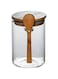 15Oz/450ML/1Lb Clear Glass Containers for Pantry with Wooden Spoon, Small Air Tight Food Storage Canister with Bamboo Airtight Lid, Hermetic Covered Kitchen Orgainzation Storage Jars with Scoop