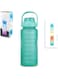 SOLARA Sipper Water Bottle for Adults with Motivational Time Marker, Leakproof Durable BPA Free Non-Toxic Water Bottle for office, 2Liter Water bottle for Gym, Cool Aqua 2L
