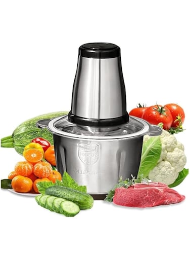 Dubai Gallery Food Chopper Electric Meat Chopper With Powerful Motor 3L Stainless Steel, 2 Speed Levels Safety Function Multi Chopper For Meat Fruits Vegetables.