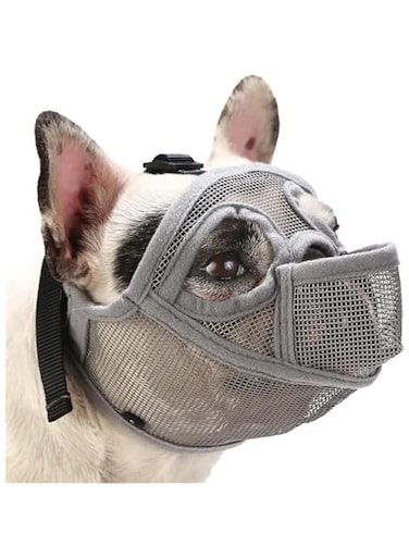 Short Snout Dog Muzzle Pet Dog Mouth Cover Short Mouth Dog Anti Bite and Anti Eating Mask(XS)