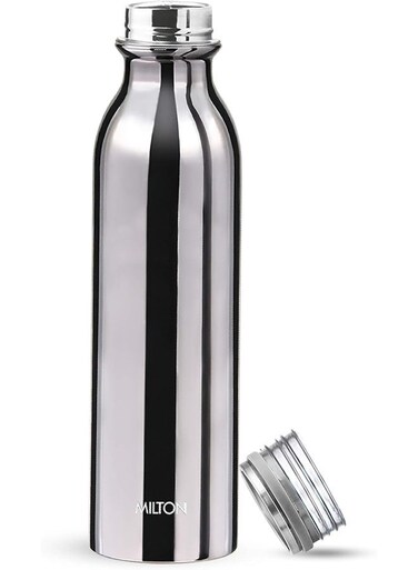 Glitz Flask 0.7 Litre (710 ml) Stainless Steel Water Bottle &acirc;&euro;&ldquo; Vacuum Insulated to Keep Drinks Hot or Cold for 24 Hours, Leak-Proof, Ideal for Office &amp; Travel &acirc;&euro;&ldquo; Silver