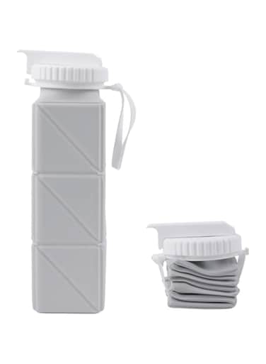 WEKOTEE Collapsible Water bottle with Leakproof Lid &ndash;Food-Grade BPA-Free Silicone Travel Bottles&ndash;Foldable Water Bottles 620ml Portable Reusable for Travel Gym,Hiking, Sports,Gray