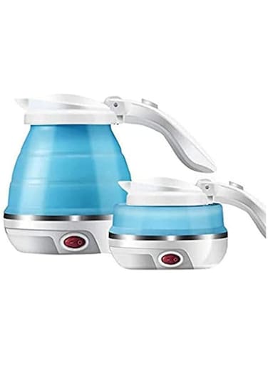 Dubai Gallery Travel Foldable Electric Kettle Portable Silicone Collapsible Camping Kettle 500 Ml Twk-1650 White-Light Blue