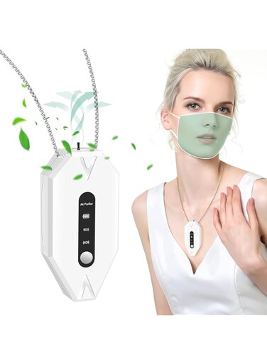 NALACAL Portable Personal Air Purifier Necklace, Home Mini Air Purifier, Wearable Travel Size Air Purifiers for Office, Bedroom and Car, White